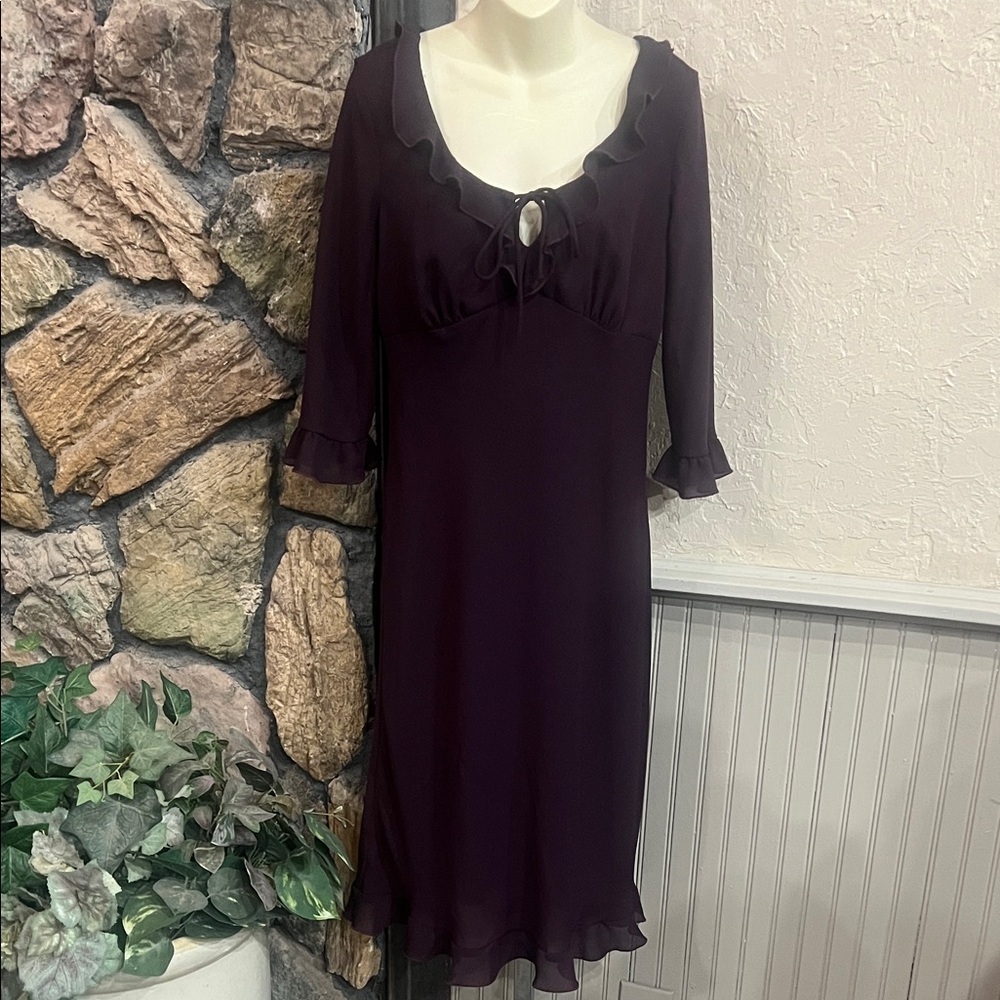 Jonathan Martin Deep Purple Long Sleeve Dress